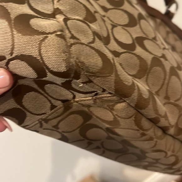 large brown monogram COACH tote, gently used very good condition - Picture 16 of 17